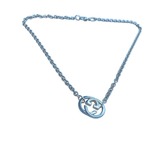 Gucci Interlocking GG Logo Necklace – 16” Sterling Silver - Picture 9 of 9